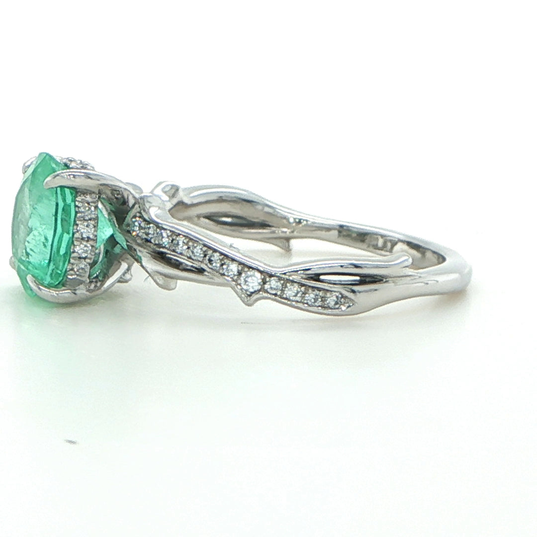 Platinum Emerald & Diamond Ring