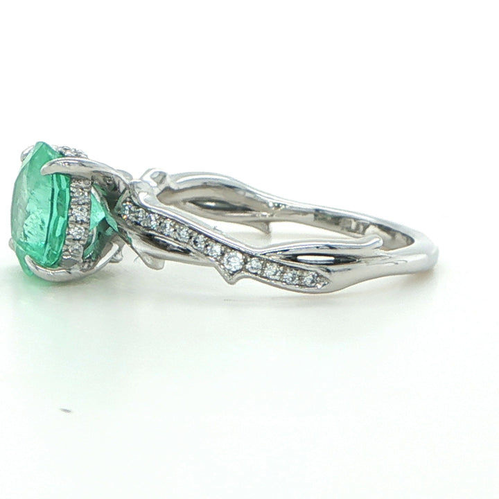 Platinum Emerald & Diamond Ring