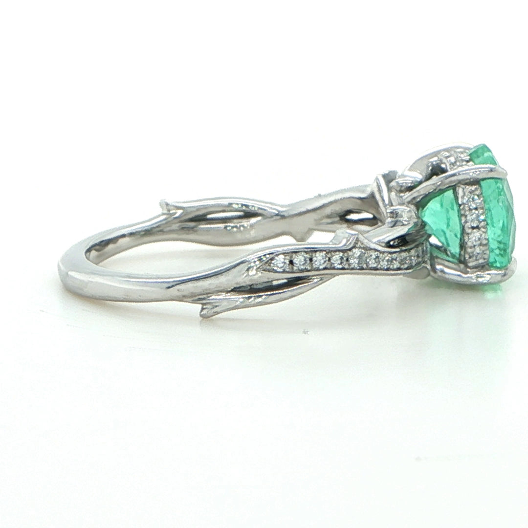 Platinum Emerald & Diamond Ring