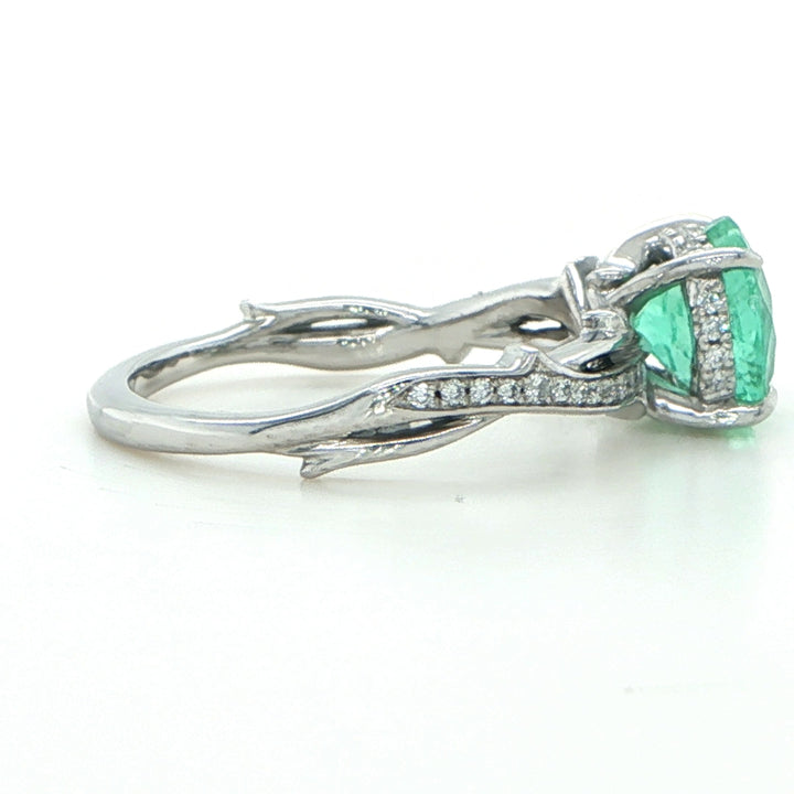 Platinum Emerald & Diamond Ring