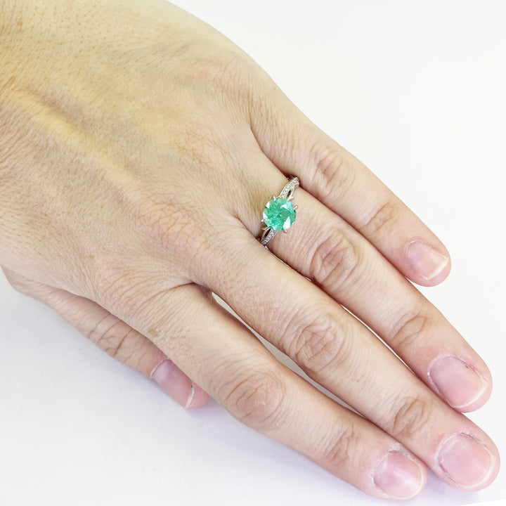 Platinum Emerald & Diamond Ring
