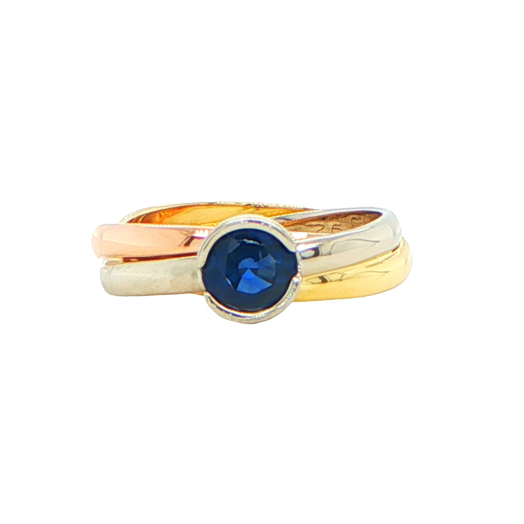 Cartier Trinity Sapphire Ring 18K Tri-Color Gold