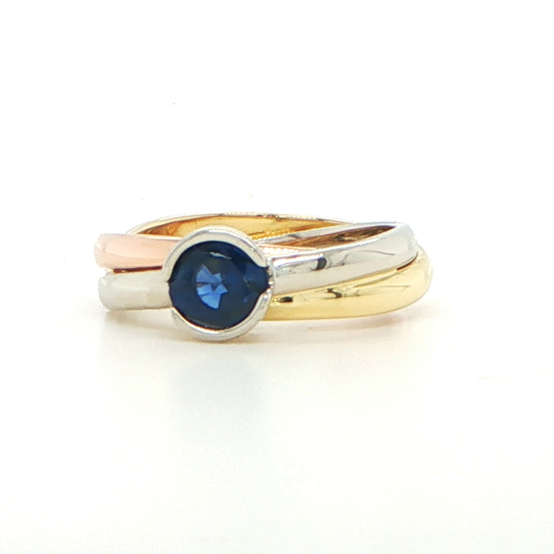 Cartier Trinity Sapphire Ring 18K Tri-Color Gold