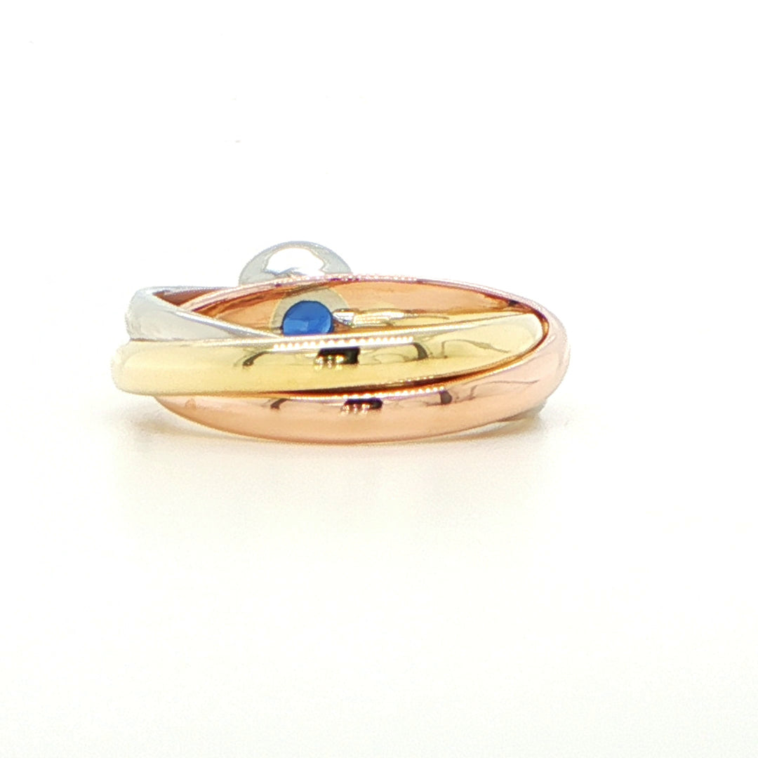 Cartier Trinity Sapphire Ring 18K Tri-Color Gold