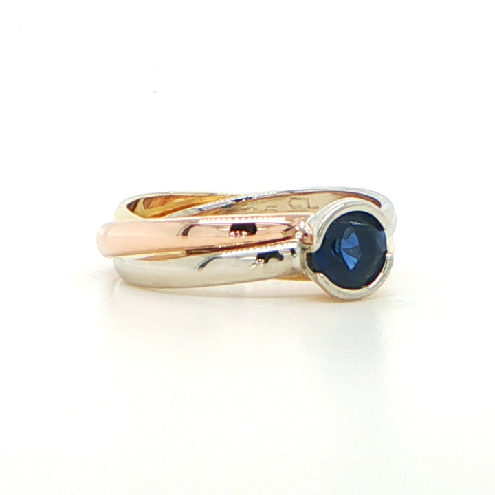 Cartier Trinity Sapphire Ring 18K Tri-Color Gold