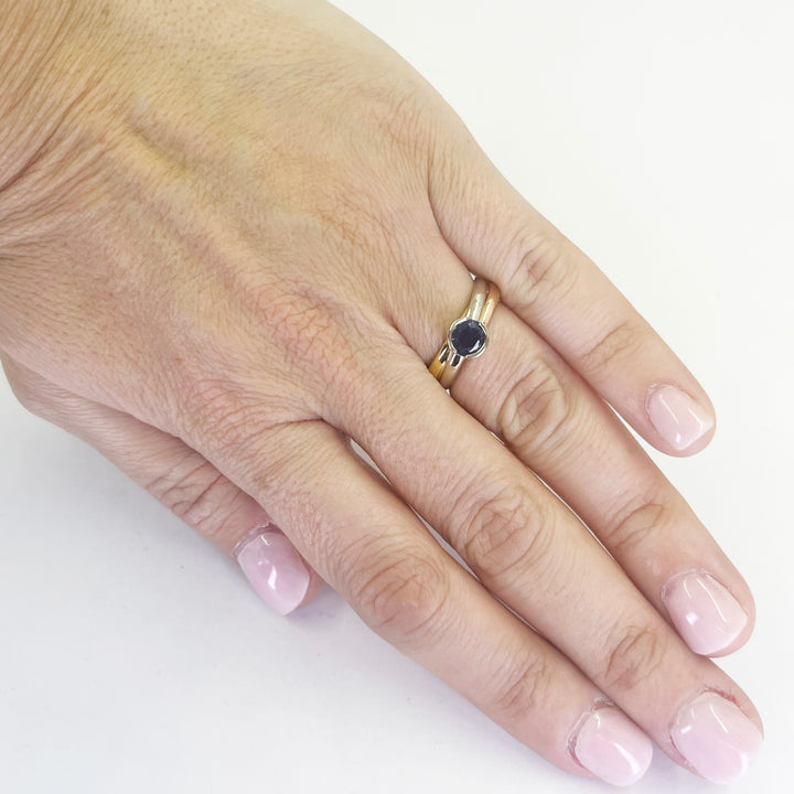 Cartier Trinity Sapphire Ring 18K Tri-Color Gold