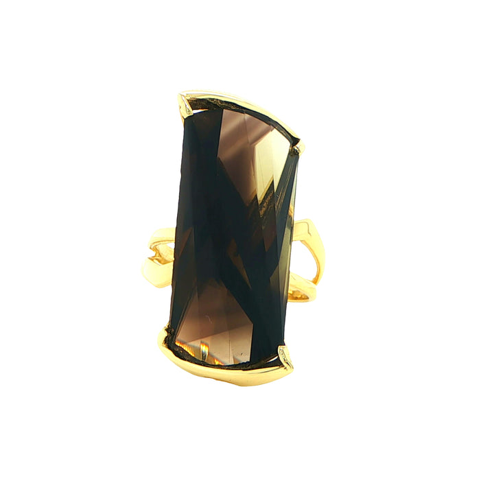 14K Yellow Gold Smoky Citrine Abstract Cocktail Ring