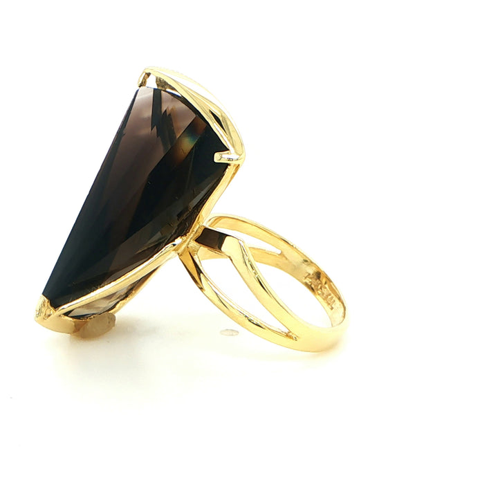 14K Yellow Gold Smoky Citrine Abstract Cocktail Ring