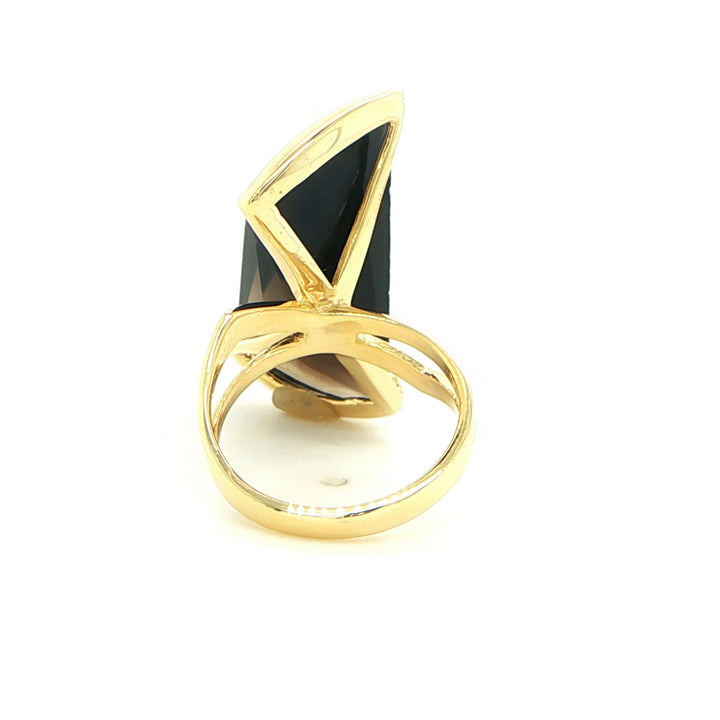 14K Yellow Gold Smoky Citrine Abstract Cocktail Ring