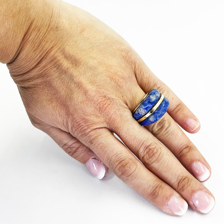 14K Yellow Gold Domed Lapis Lazuli Ring