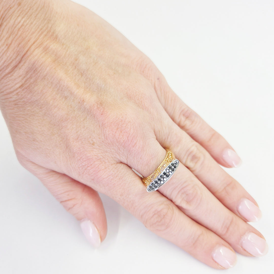 John Hardy 18K Yellow Gold Black Diamond Ring