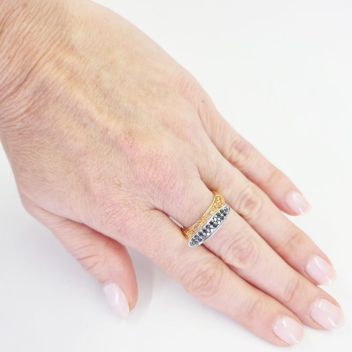 John Hardy 18K Yellow Gold Black Diamond Ring