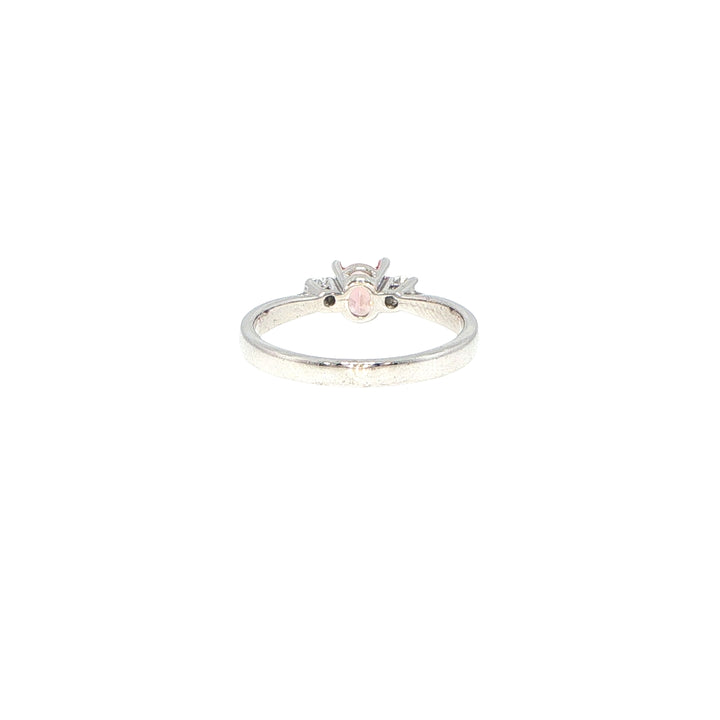 14K White Gold Imperial Topaz & Diamond Three Stone Ring