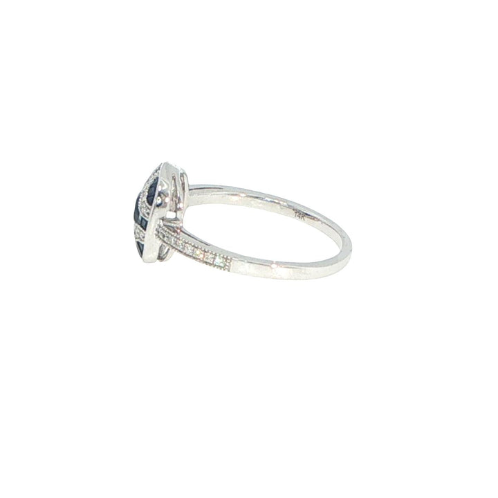 14K White Gold Sapphire & Diamond Fashion Ring