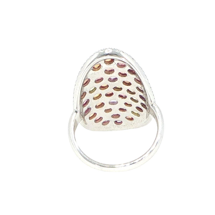 14K White Gold Multi-Color Sapphire & Diamond Fashion Ring