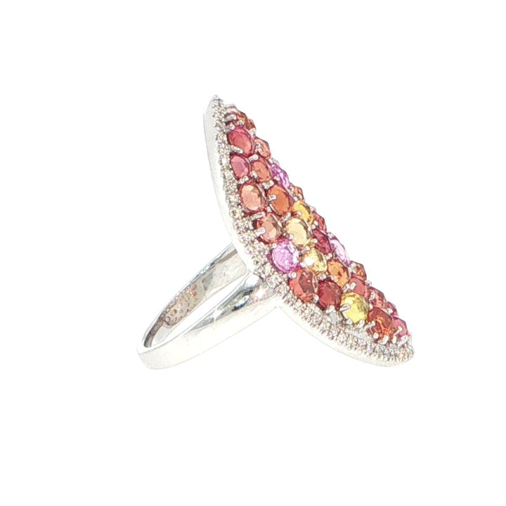 14K White Gold Multi-Color Sapphire & Diamond Fashion Ring