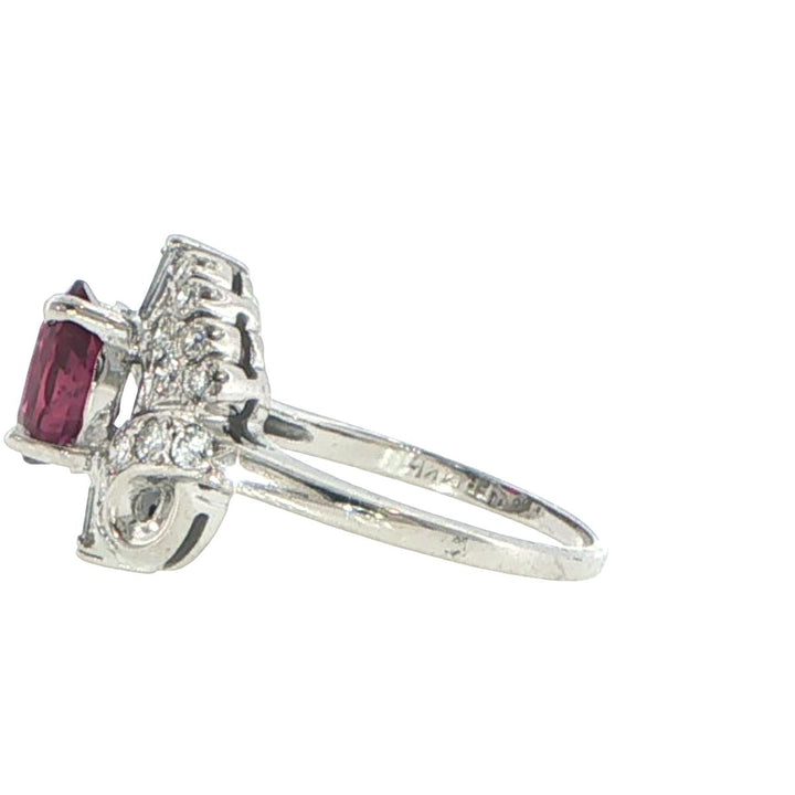 14K White Gold Ruby & Diamond Ballerina Ring