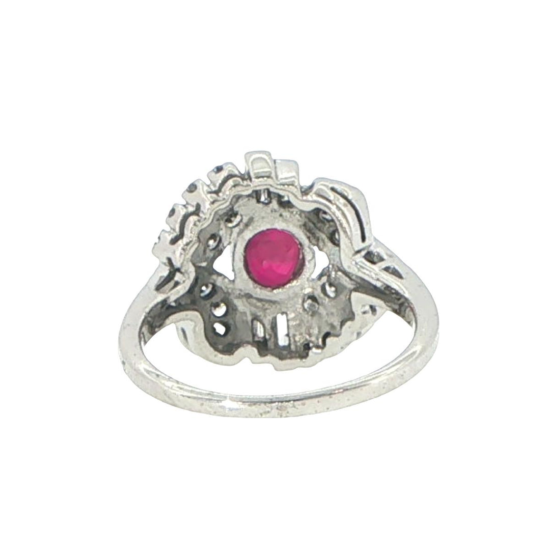 14K White Gold Ruby & Diamond Ballerina Ring