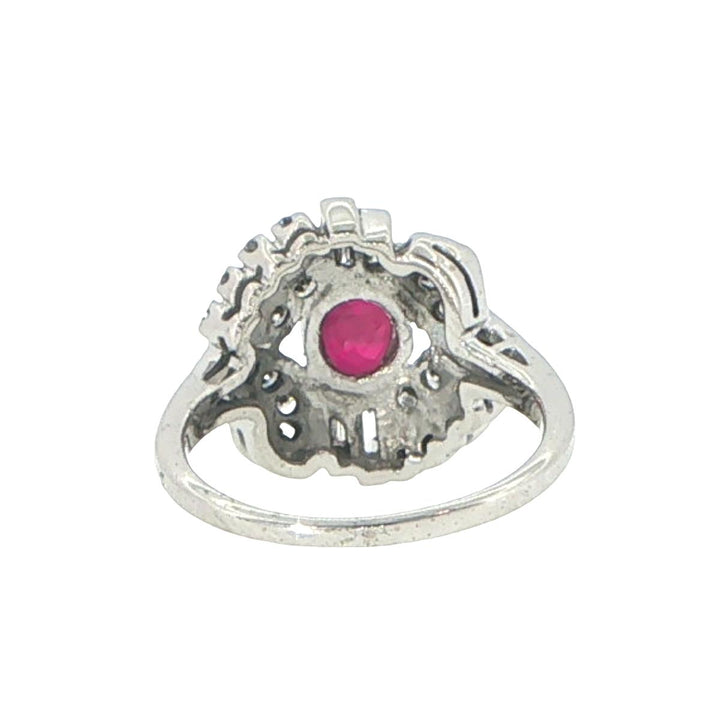 14K White Gold Ruby & Diamond Ballerina Ring