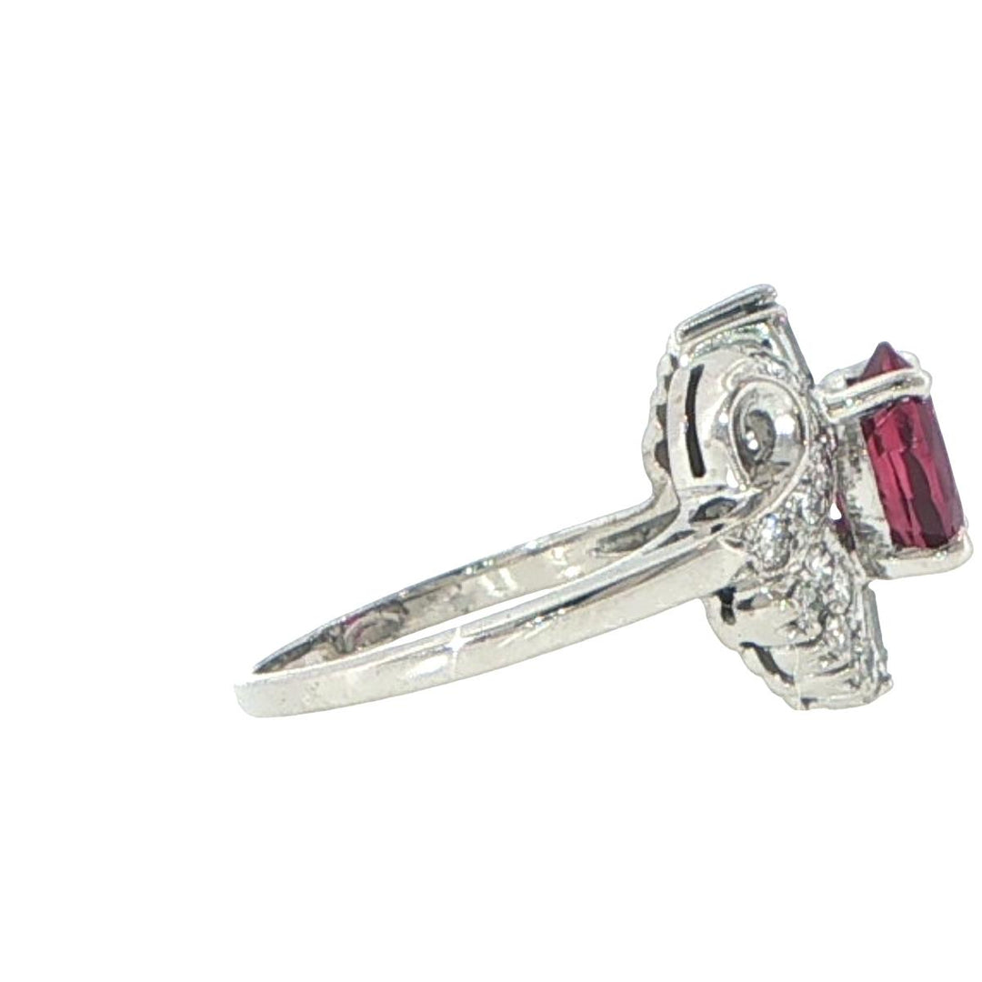14K White Gold Ruby & Diamond Ballerina Ring