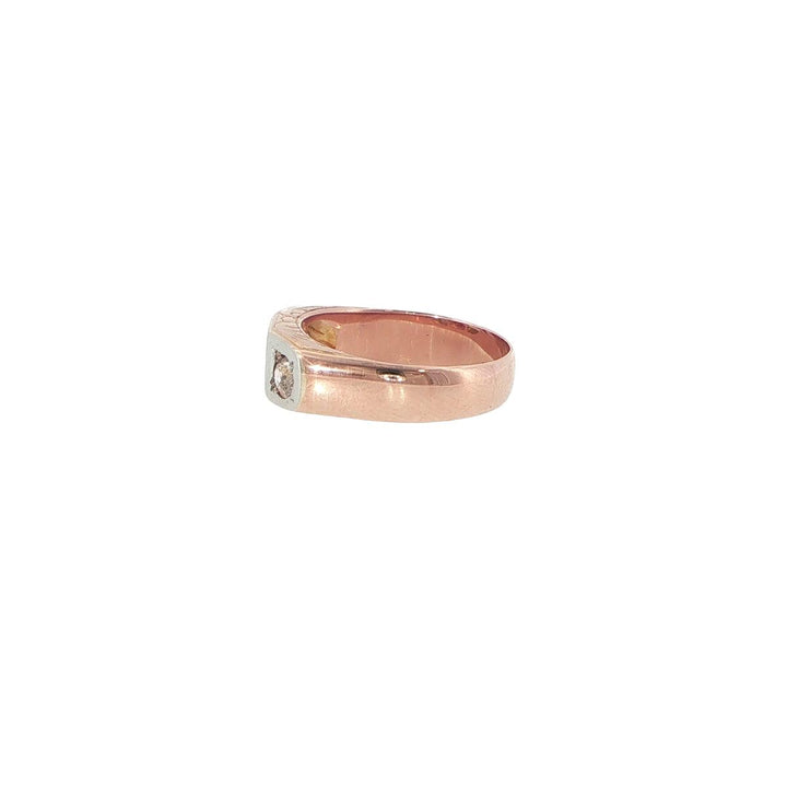 14K Rose Gold Ruby & Diamond 3-Stone Ring