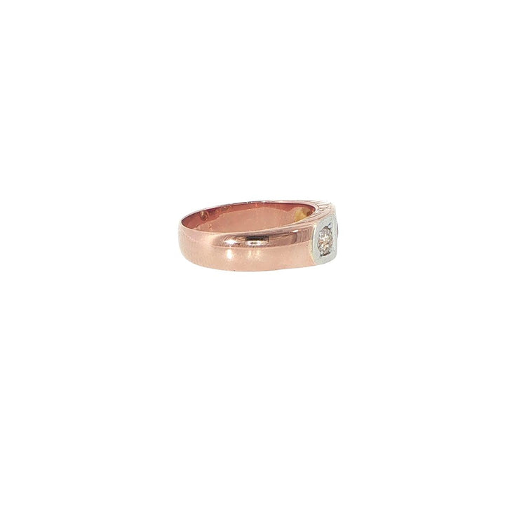 14K Rose Gold Ruby & Diamond 3-Stone Ring