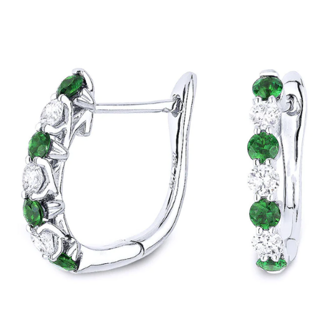 Emerald and Diamond Hoop Earrings