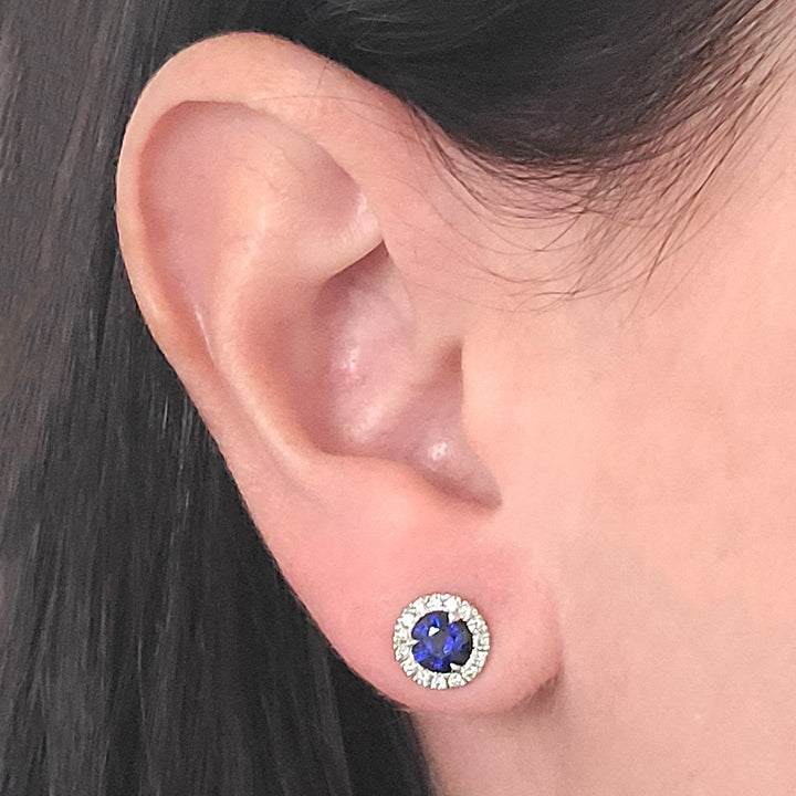 Sapphire and Diamond Stud Earrings