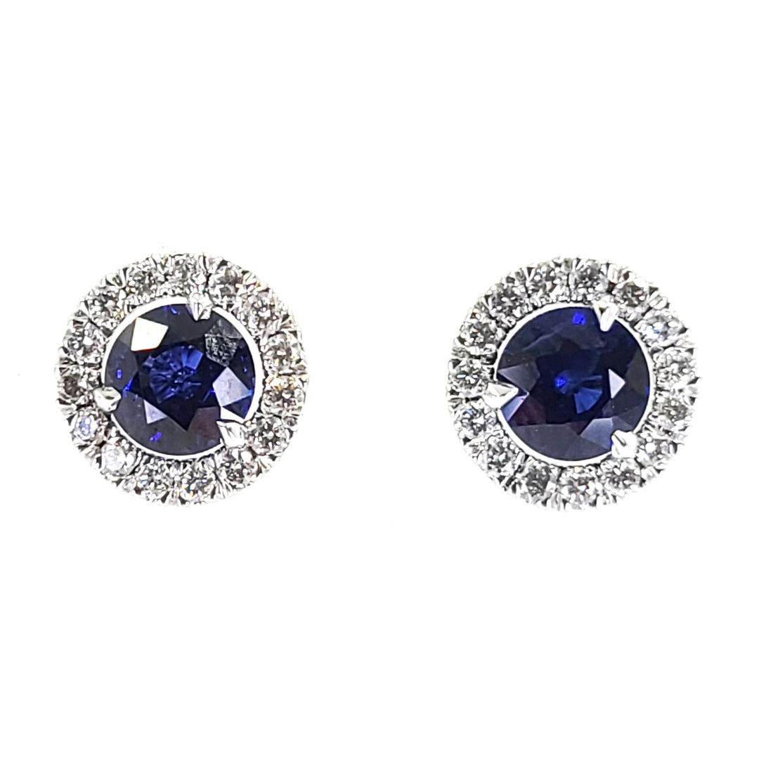 Sapphire and Diamond Stud Earrings