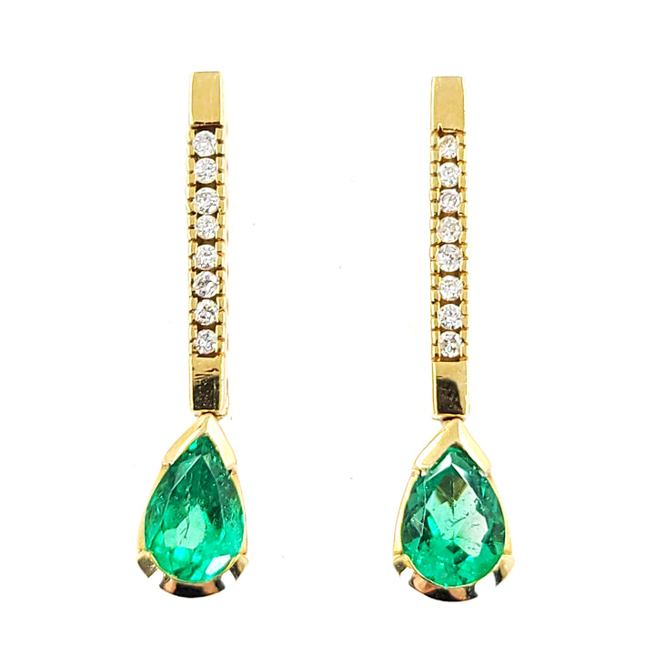 Colombian Emerald and Diamond Drop Earrings