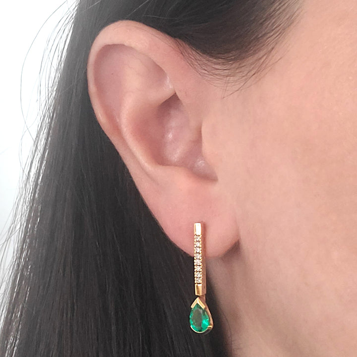 Colombian Emerald and Diamond Drop Earrings