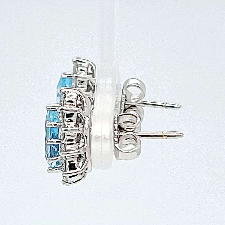Aquamarine and Diamond Stud Earrings