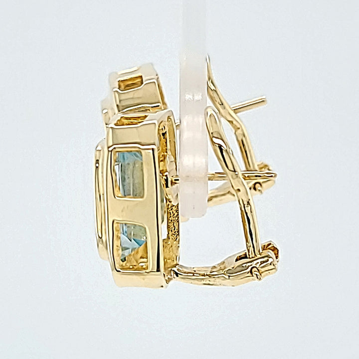 Bezel Set Blue Topaz Earrings