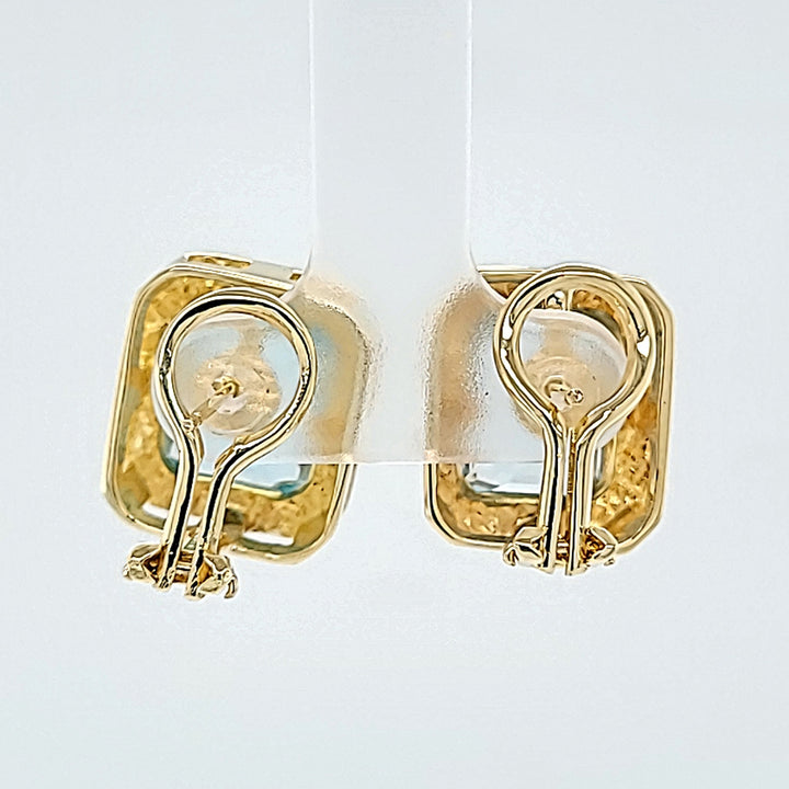 Bezel Set Blue Topaz Earrings