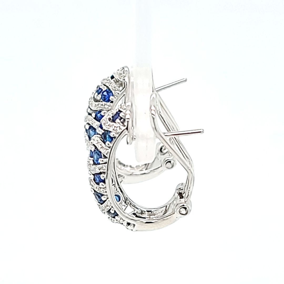 Sapphire and Diamond Wave Earrings