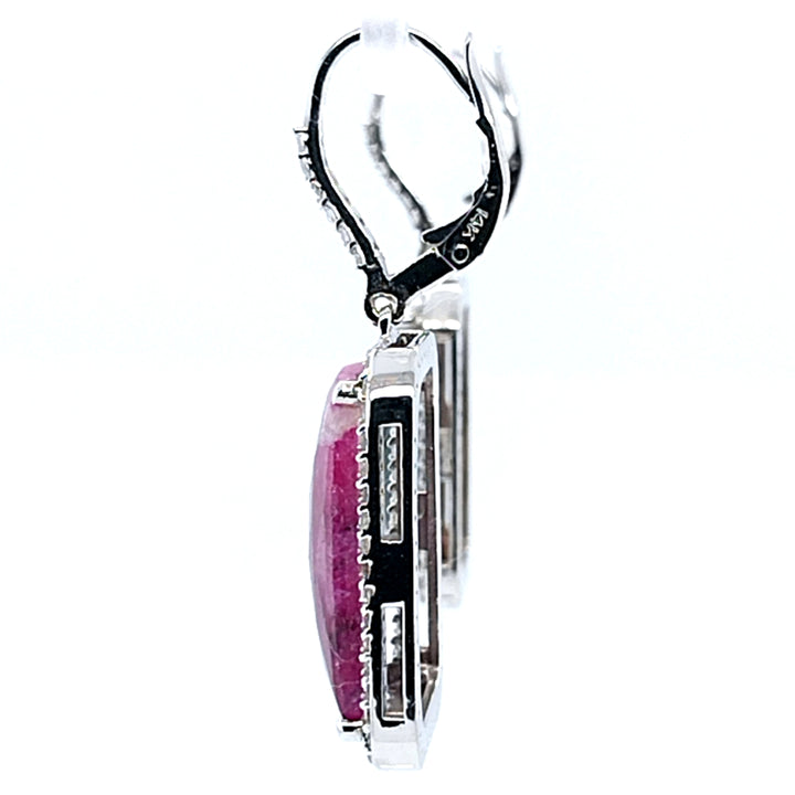 Ruby Slice and Diamond Drop Earrings