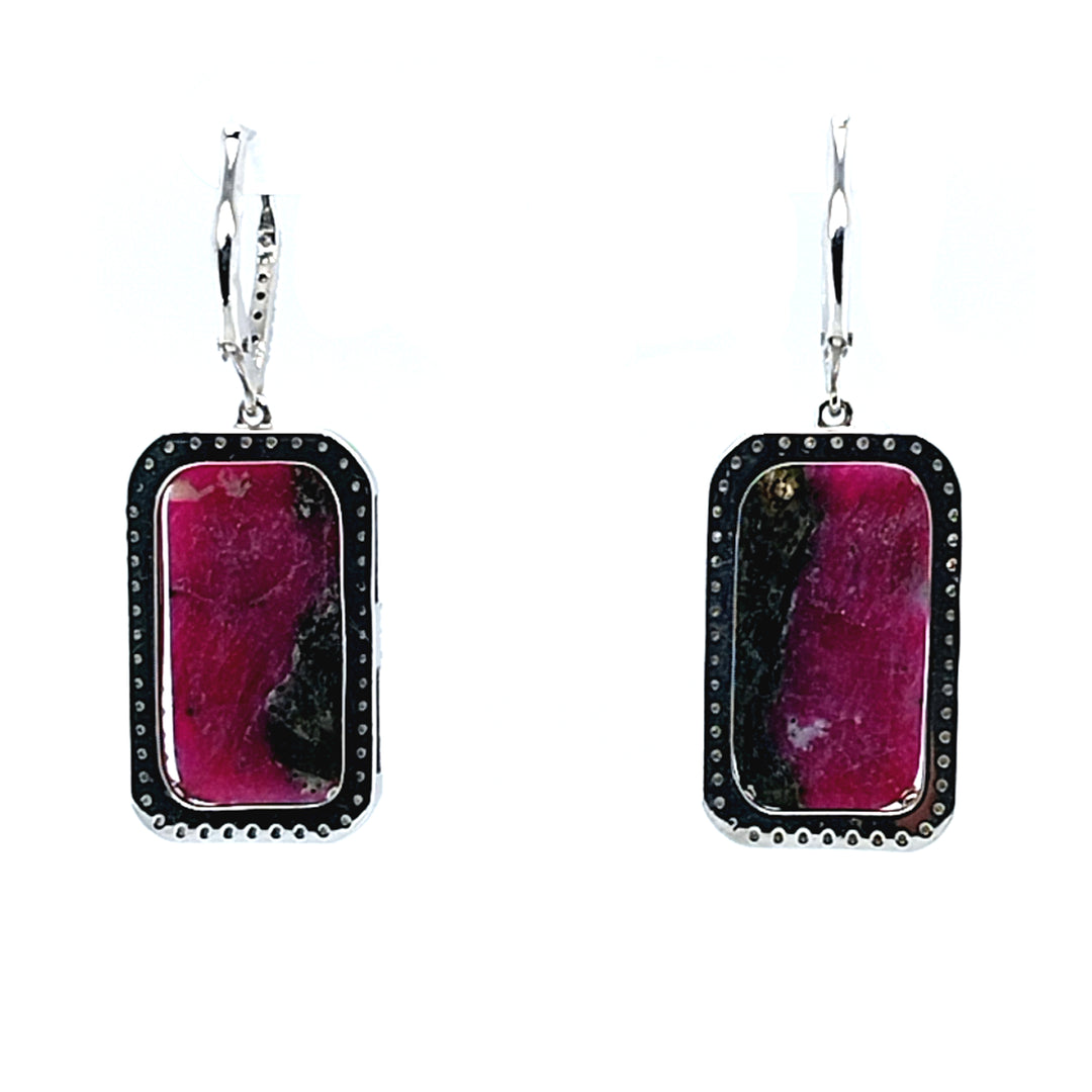 Ruby Slice and Diamond Drop Earrings