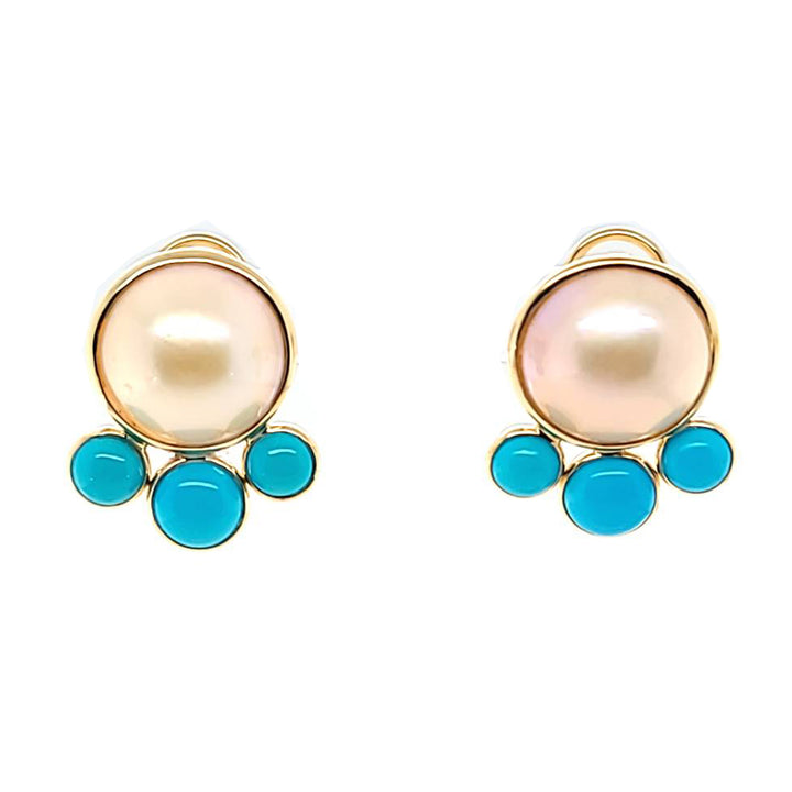 Mabe Pearl and Turquoise Earrings