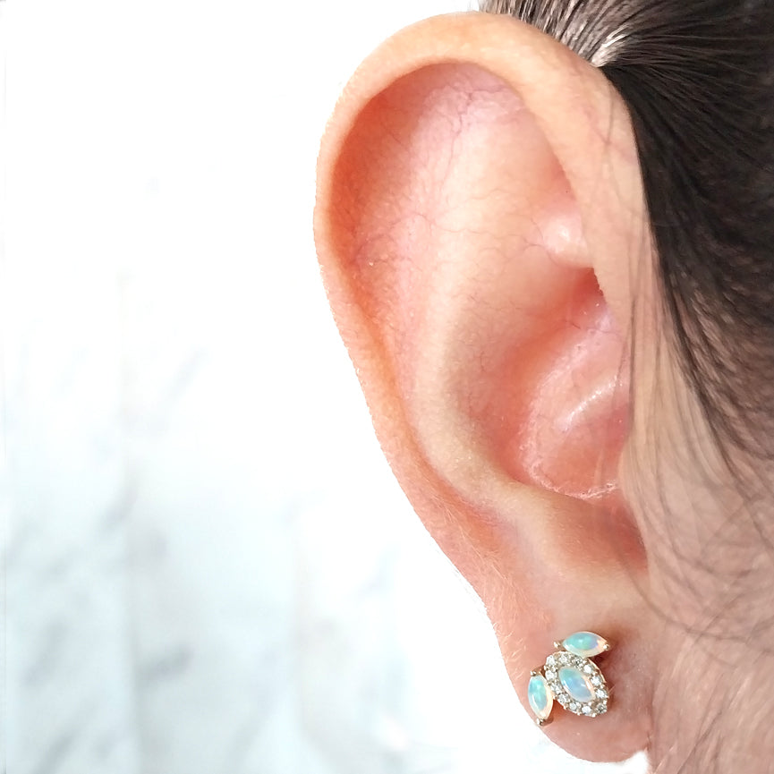 Australian Opal and Diamond Earrings