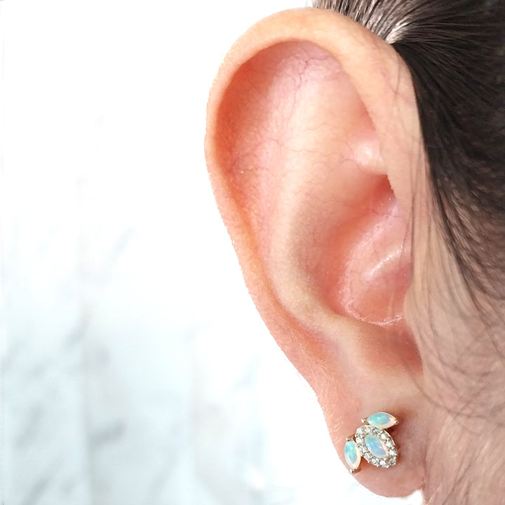 Australian Opal and Diamond Earrings