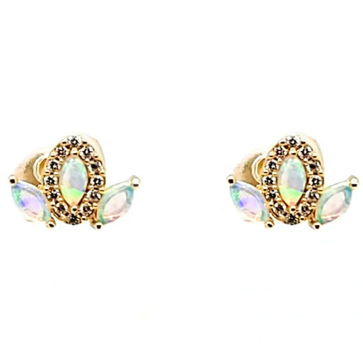 Australian Opal and Diamond Earrings