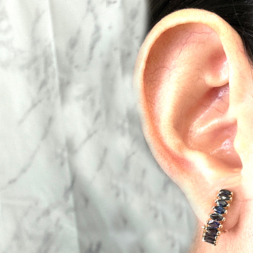 Sapphire Half Hoop Earrings