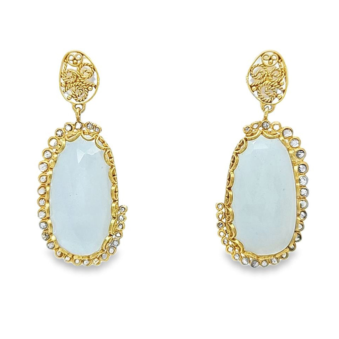 Agate and Diamond Drop Earrings