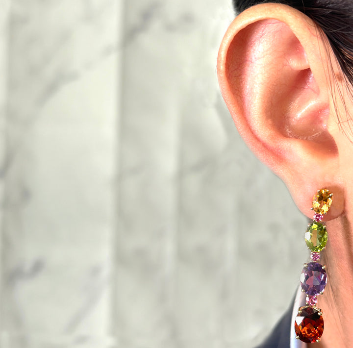 Multicolor Gemstone Drop Earrings
