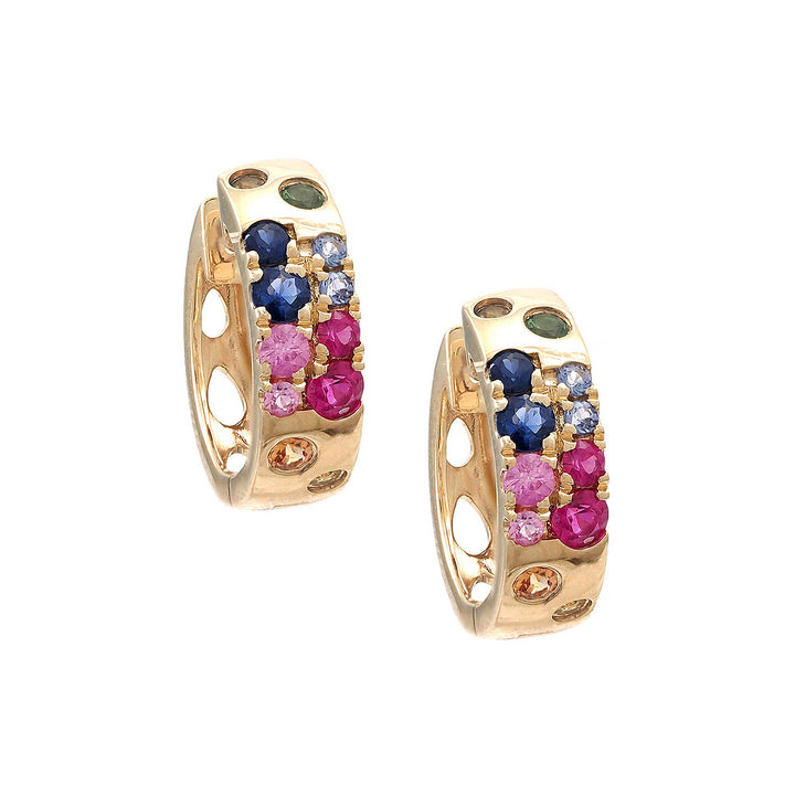 Multicolor Sapphire Huggie Earrings