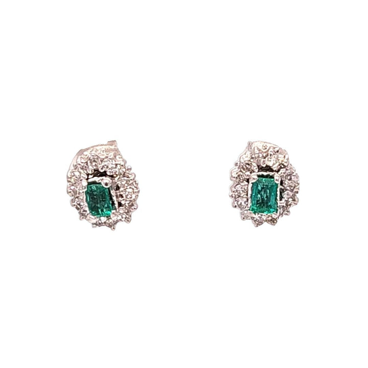 Emerald and Diamond Halo Earrings