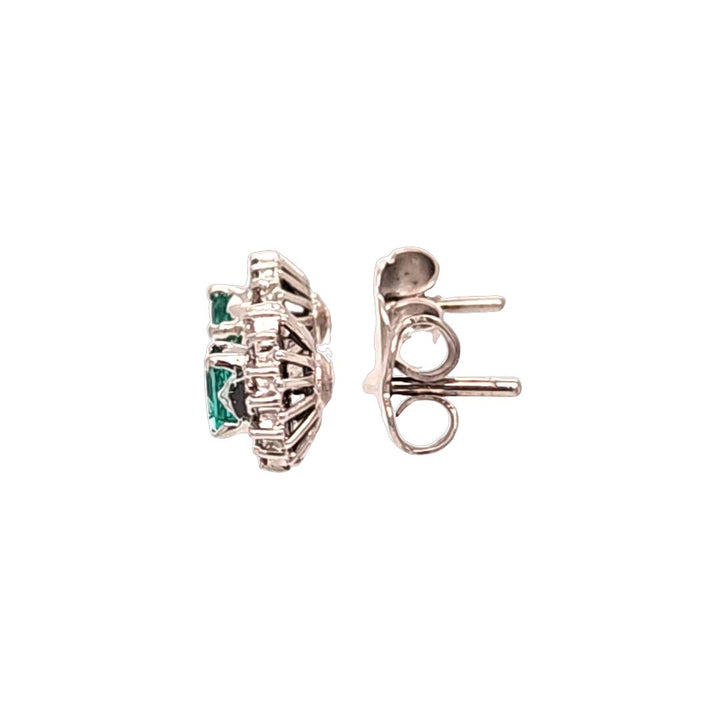 Emerald and Diamond Halo Earrings