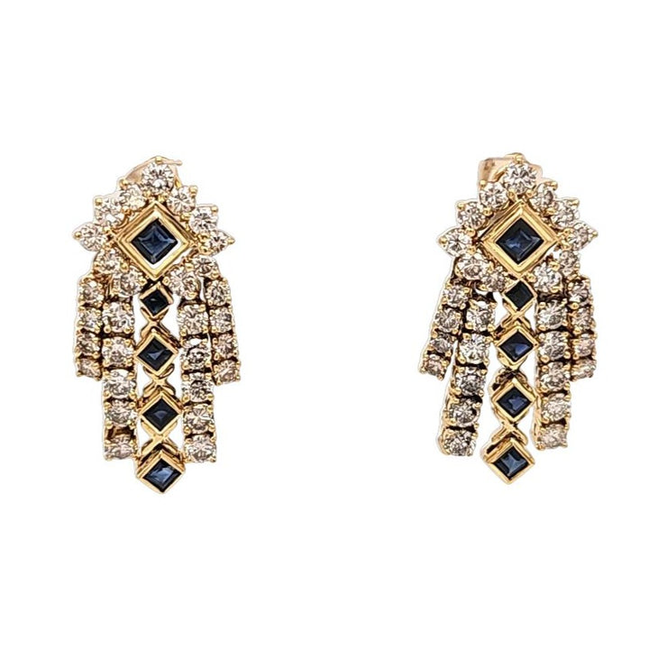 Diamond Sapphire Drop Earrings