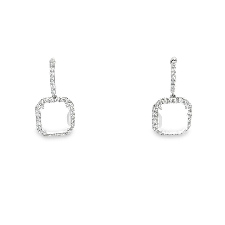Quartz and Diamond Halo Drop Earrings