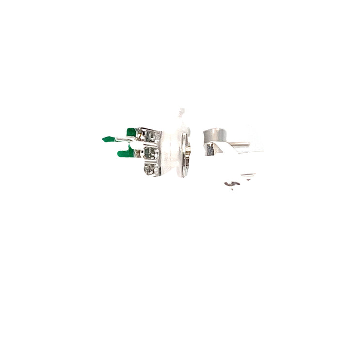 18K White Gold Cabochon Emerald and Diamond Halo Earrings